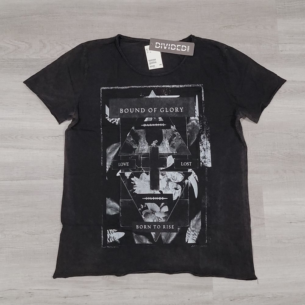 H&M Black Washed Out Printed T-shirt NWT